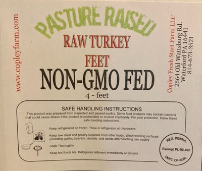 Raw Pasture Raised Non-GMO Turkey Feet - Pack Of 4