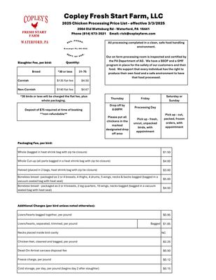 Poultry Processing Deposit