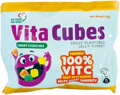 VitaCubes Fruit Flavored Jelly Candy Yummy Citrus Mix 50g