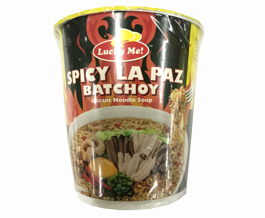 Lucky Me! Spicy La Paz Batchoy Spicy Pork Flavor with Chicharon &amp; Garlic Bits Instant Noodle Soup 70g