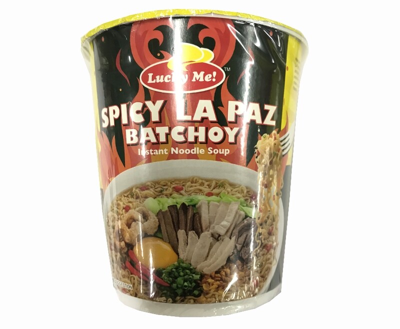 Lucky Me! Spicy La Paz Batchoy Spicy Pork Flavor with Chicharon &amp; Garlic Bits Instant Noodle Soup 70g