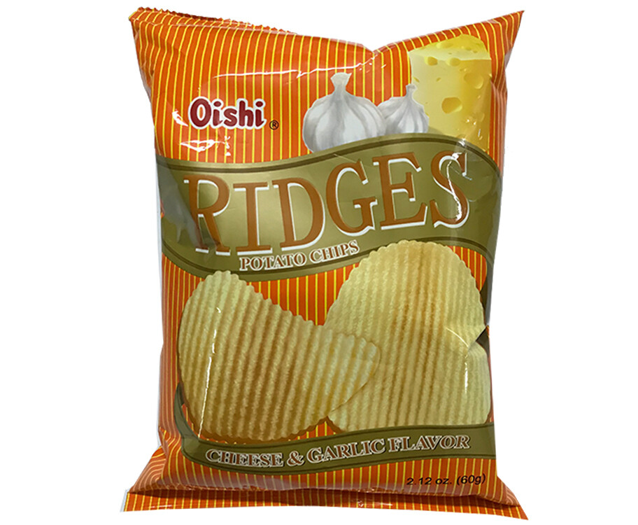 Oishi Ridges Potato Chips Cheese & Garlic Flavor 60g