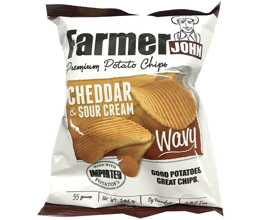 Leslie's Farmer John Premium Potato Chips Cheddar &amp; Sour Cream Wavy 55g