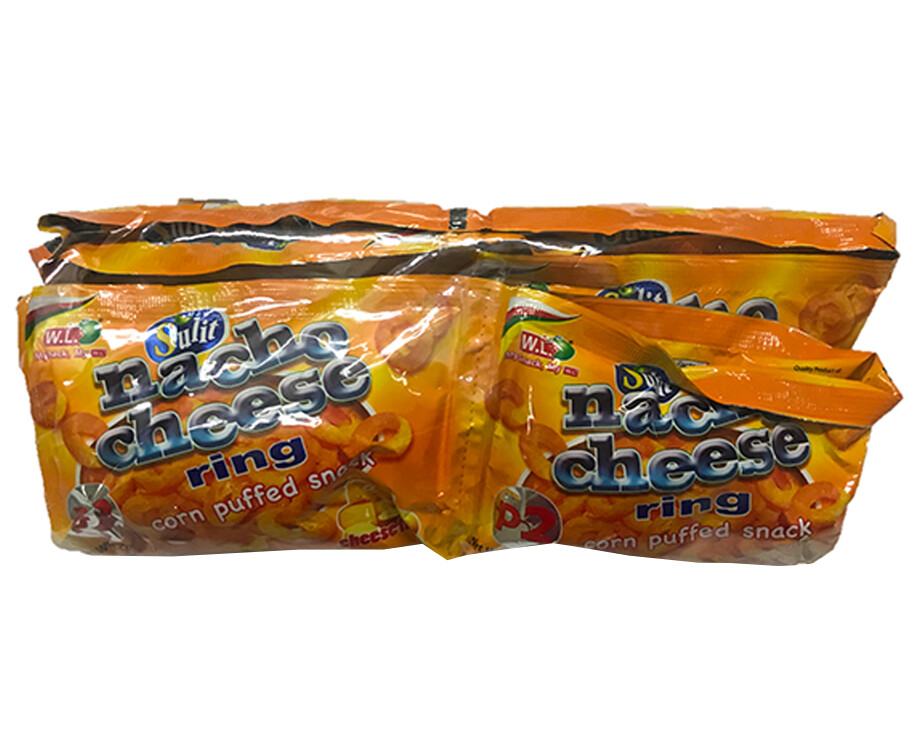 W.L. Sulit Nacho Cheese Ring Corn Puffed Snack (10 Packs x 20g)