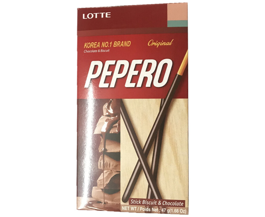 Lotte Pepero Original Stick Biscuit &amp; Chocolate 1.66oz (47g)