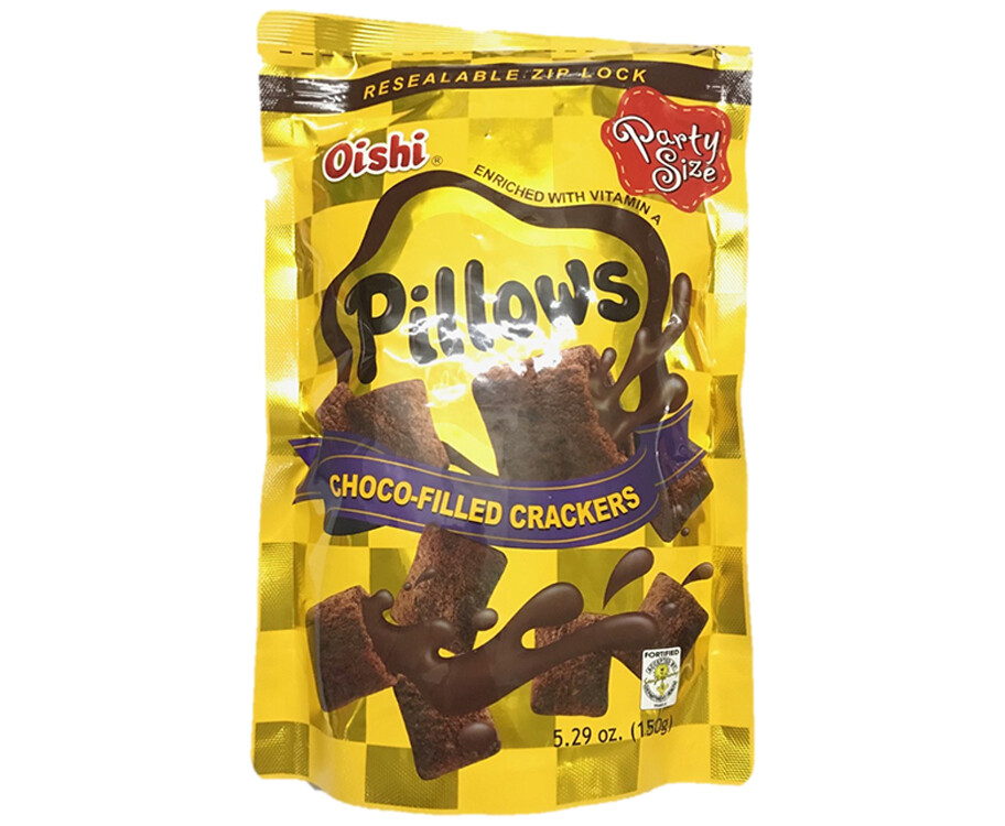 Oishi Pillows Choco-Filled Crackers Party Size 150g