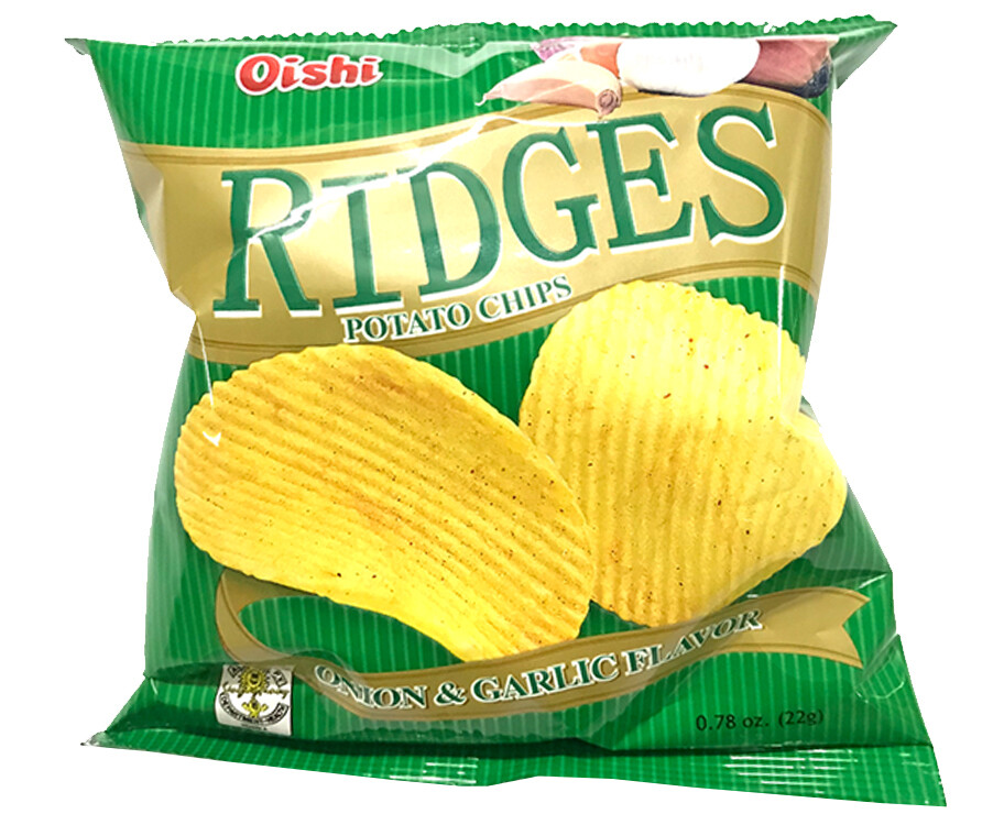 Oishi Ridges Potato Chips Onion & Garlic Flavor 22g