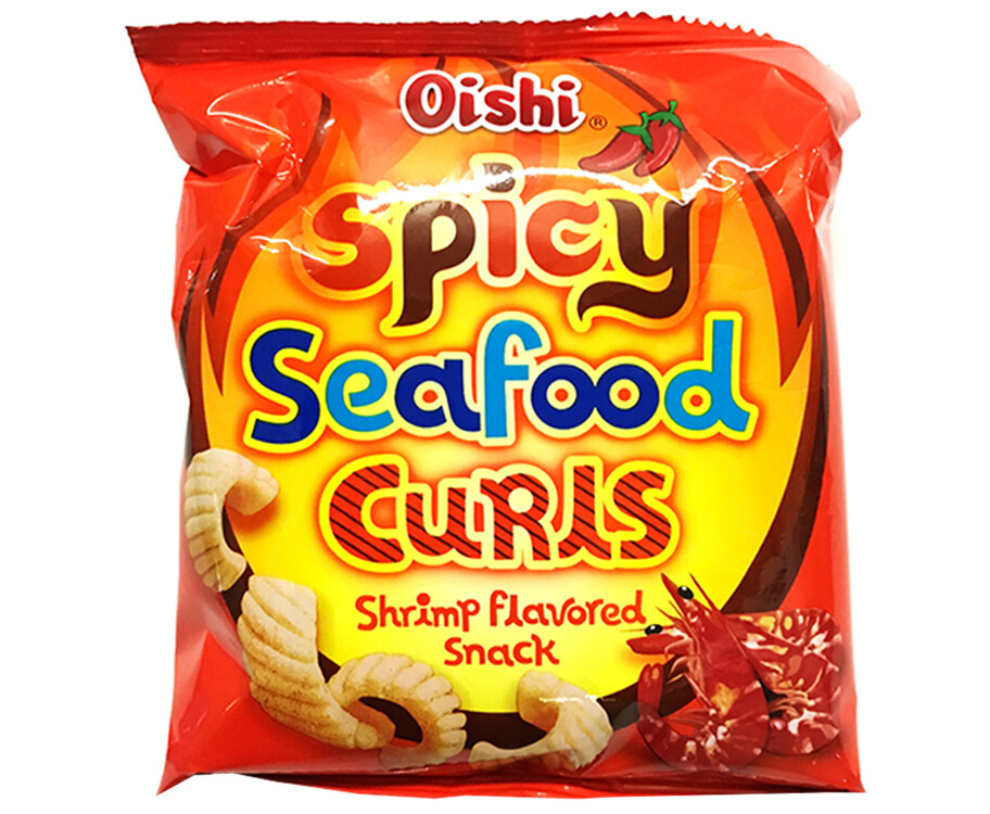 Oishi Spicy Seafood Curls Shrimp Flavored Snack 24g