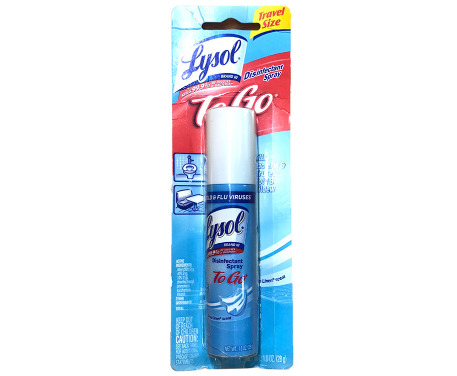 Lysol Disinfectant Spray To Go Crisp Linen Scent Travel Size 28g