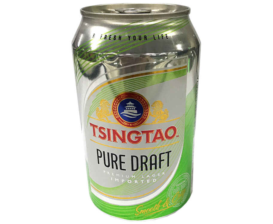 Tsingtao Pure Draft Imported Premium Lager Smooth &amp; Crisp 330mL