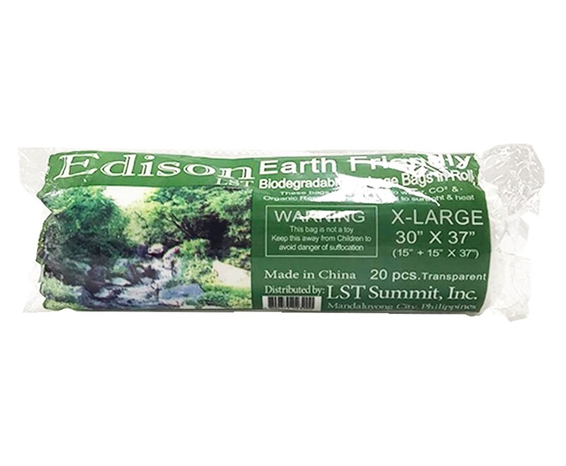 Edison LST Earth Friendly Biodegradable Garbage Bags in Roll (Transparent Bags) X-Large 20 Pcs.