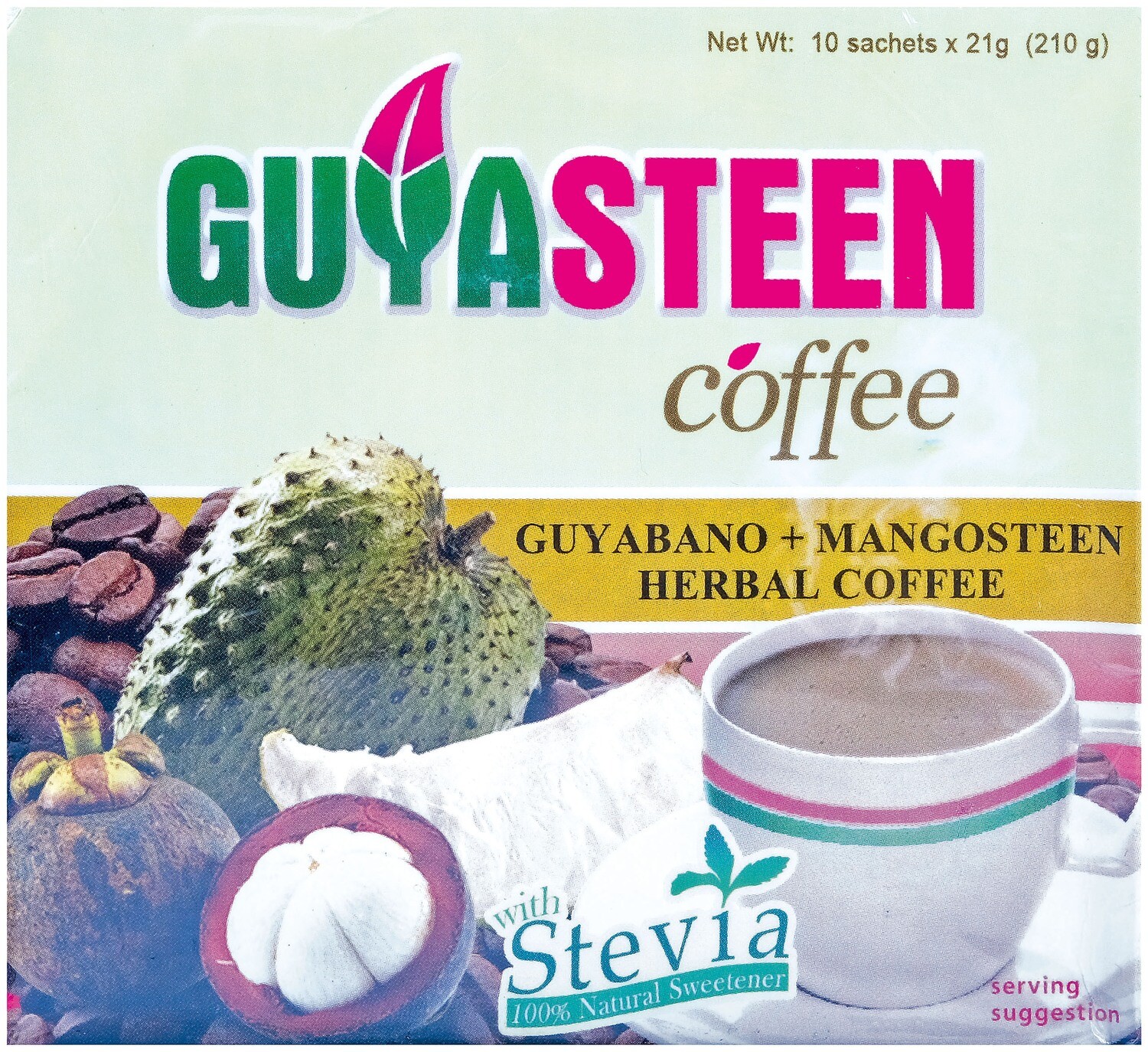Guyasteen Guyabano + Mangosteen Herbal Coffee w/ Stevia (10 Packs x 21g)