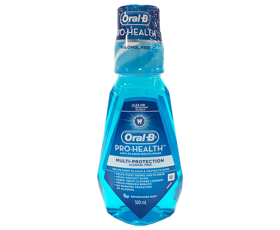 Oral-B No Burn 0% Alcohol Deep Clean Anti-Bacterial Clean Mint Mouthwash 500mL