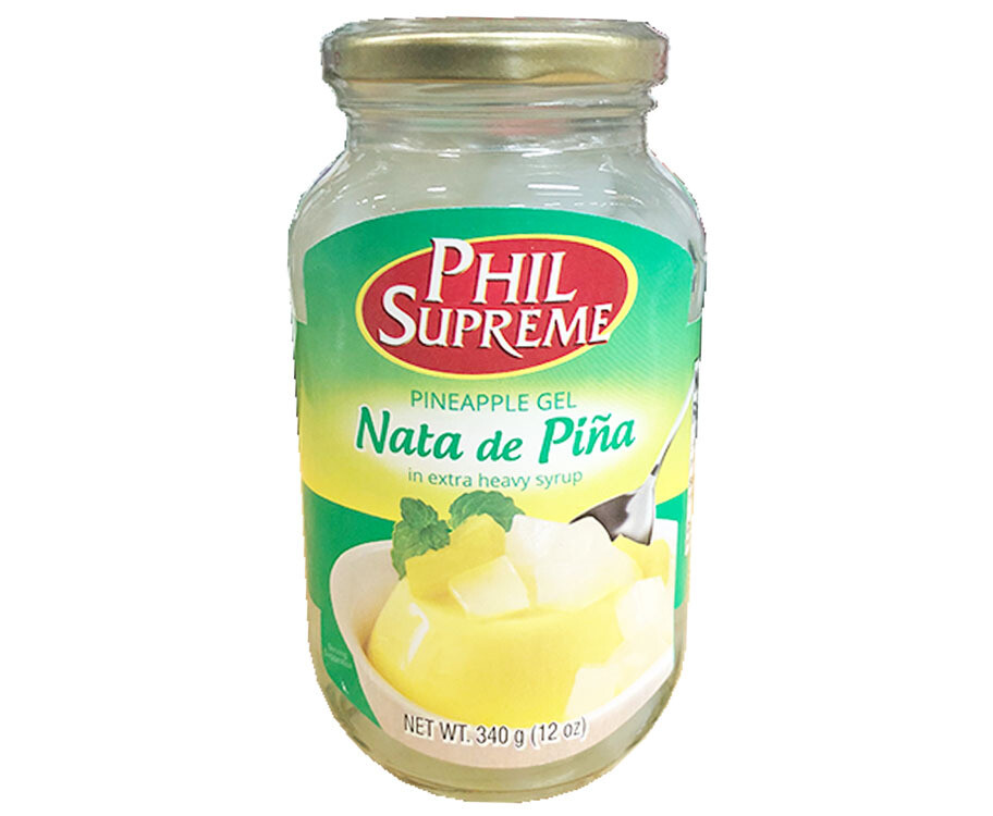 Phil Supreme Coconut Gel with Pineapple Flavor Nata de Piña in Extra Heavy Syrup (12oz) 340g