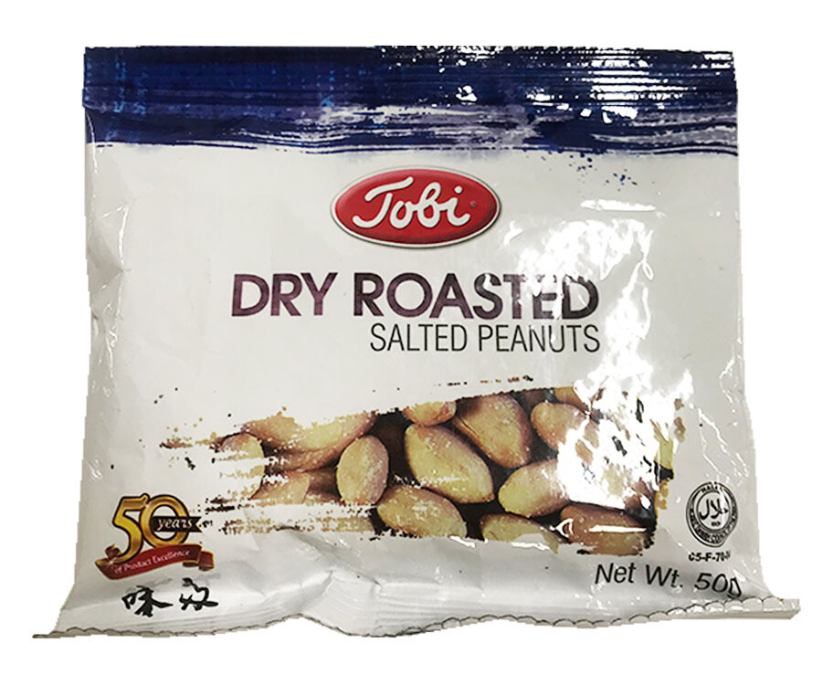Tobi Dry Roasted Salted Peanuts 50g