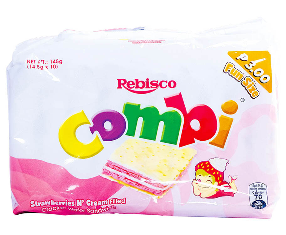 Rebisco Combi Strawberries &#39;n Cream Fun Size (10 Packs x 14.5g) 145g
