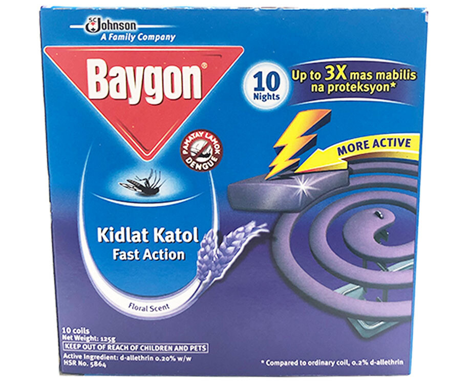 Baygon Kidlat Katol Fast Action Floral Scent (10 Packs x 12.5g)