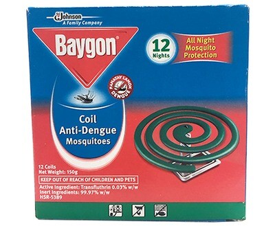 Baygon Coil Anti-Dengue Mosquitoes (12 Packs x 12.5g)