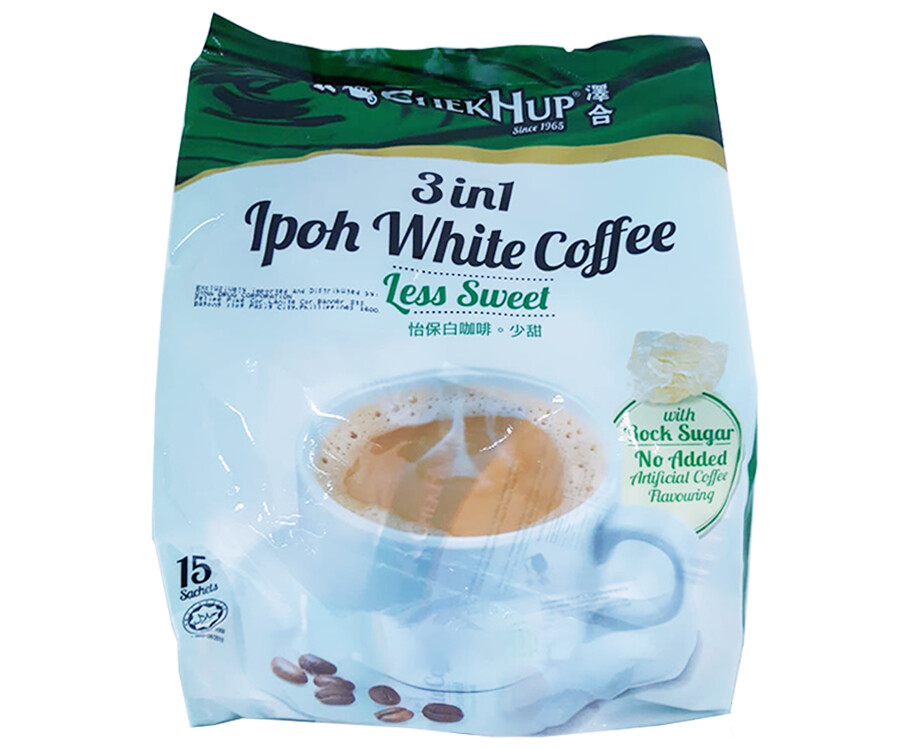 Chek Hup 3-in-1 Ipoh White Coffee Less Sweet with Rock Sugar 15 Sachets