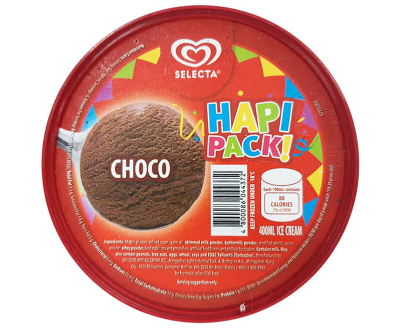 Selecta Creamdae Hapi Pack Chocolate Flavored Ice Cream 400mL