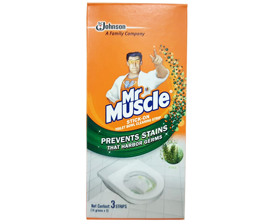 Mr. Muscle StickOn Toilet Bowl Cleaning Strip Pine (3 Strips x 10g)