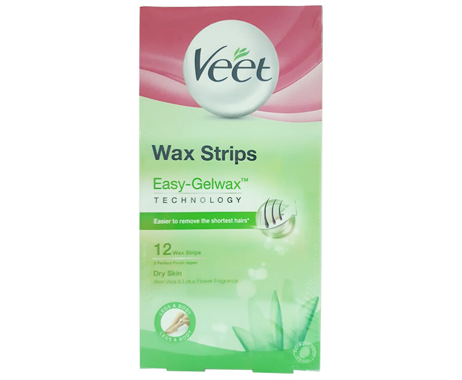 Veet Wax Strips Dry Skin Aloe Vera &amp; Lotus Flower Fragrance