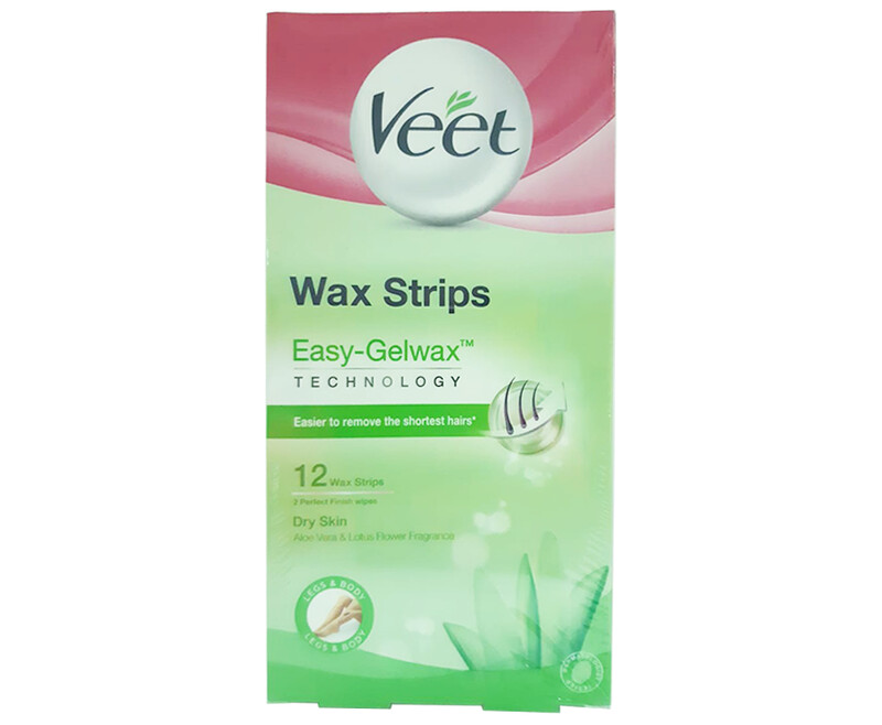 Veet Wax Strips Dry Skin Aloe Vera &amp; Lotus Flower Fragrance