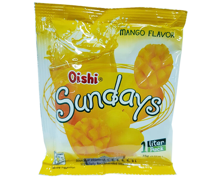 Oishi Sundays Mango Flavor Instant Powdered Drink Mix 35g