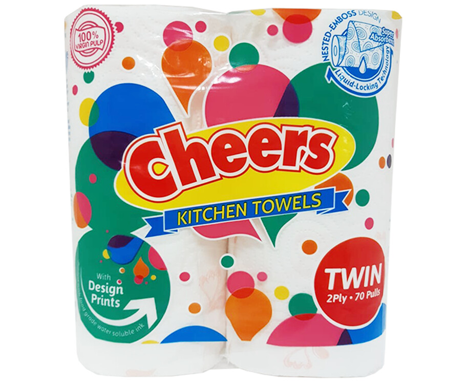Cheers Kitchen Towels Twin 2-Ply 70 Pulls