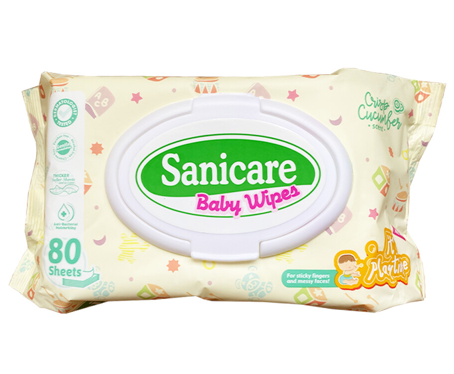 Sanicare Baby Wipes Crisp Cucumber Scent 80 Sheets