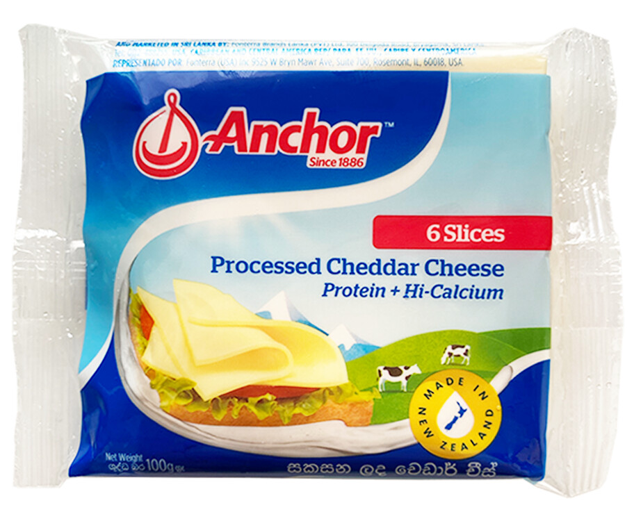 Anchor Processed Cheddar Cheese 6 Slices 100g