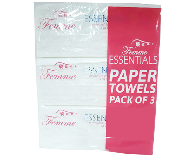 Femme Essentials Interfolded Paper Towels Pack of 3