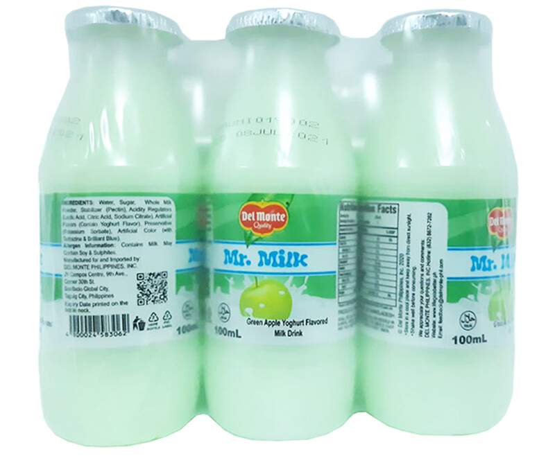 Del Monte Mr. Milk Green Apple Yoghurt Flavored Milk Drink (6 Packs x 100mL)
