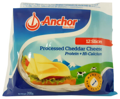 Anchor Processed Cheddar Cheese 12 Slices 200g