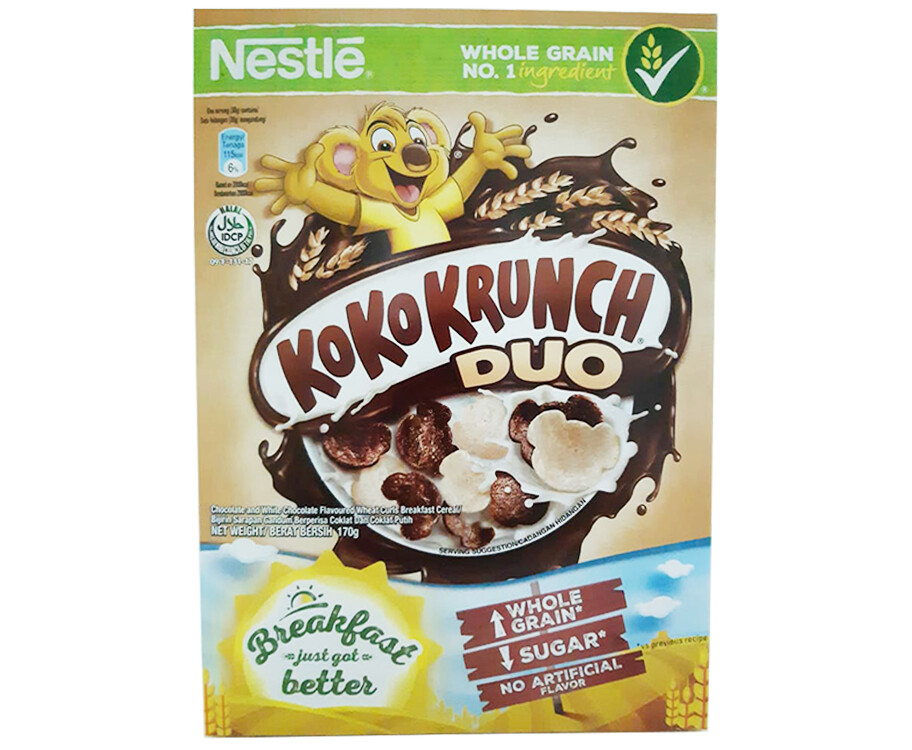 Nestlé Koko Krunch Duo Chocolate and White Chocolate Flavoured Wheat Curls Breakfast Cereal 170g