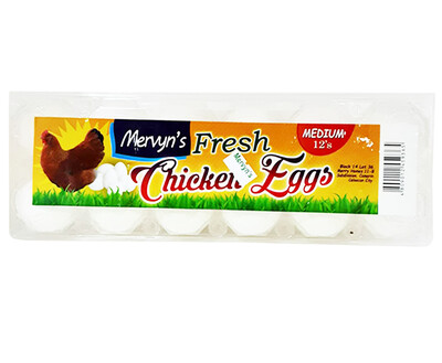 Mervyn's Fresh Chicken Eggs Medium 12 Pieces