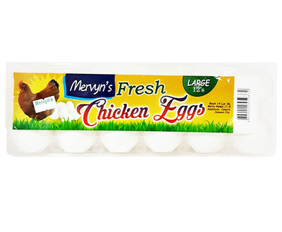 Mervyn's Fresh Chicken Eggs Large 12 Pieces