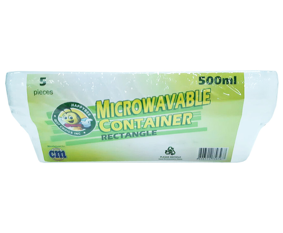 HappyBee Microwavable Container Rectangle 5 Pieces 500mL