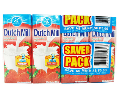 Dutch Mill Yoghurt Drink with Strawberry Juice Saver Pack (4 Packs x 180mL)