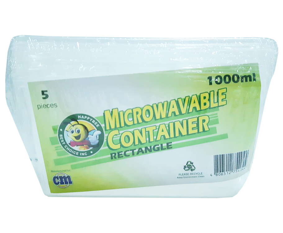 HappyBee Microwavable Container Rectangle 5 Pieces 1000mL