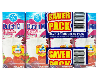 Dutch Mill Superfruits Yoghurt Drink with Mixed Berries Juice Saver Pack (4 Packs x 180mL)