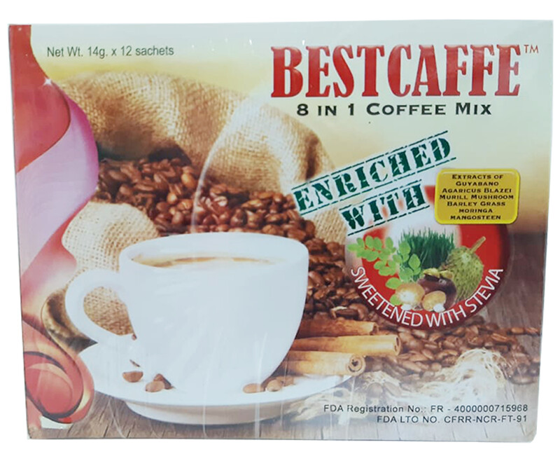 Bestcaffe 8-in-1 Coffee Mix Enriched With Sweetened With Stevia (12 Sachets x 14g)