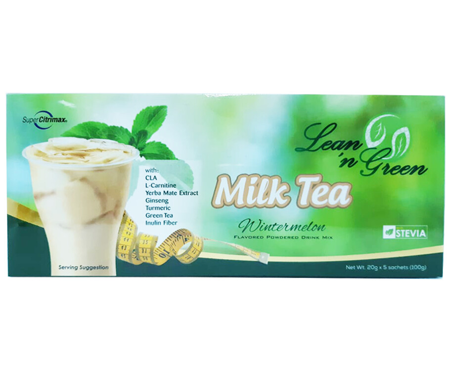Lean 'n Green Milk Tea Wintermelon Flavored Powdered Drink Mix (5 Sachets x 20g)
