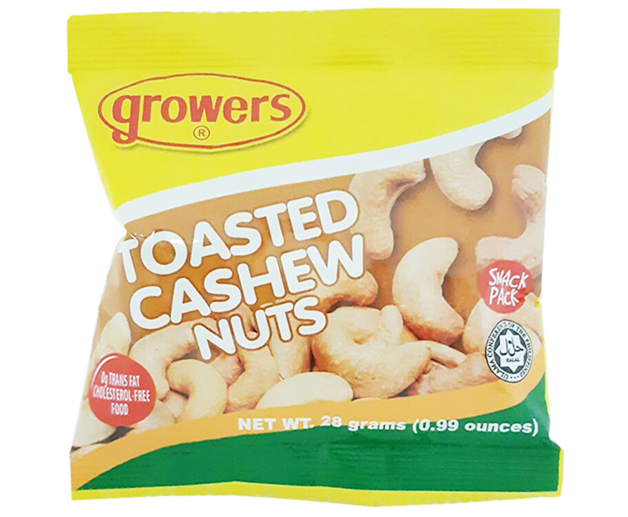 Growers Toasted Cashew Nuts Snack Pack 28g