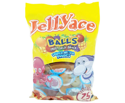 Jellyace Balls Fruit Jelly Snack Underwater Buddies Assorted (75 Packs x 10g)