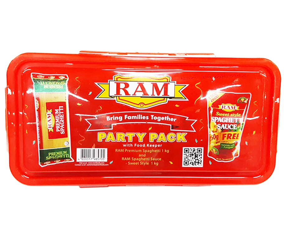 RAM Premium Spaghetti 1kg + Ram Spaghetti Sauce 1kg Party Pack with Food Keeper