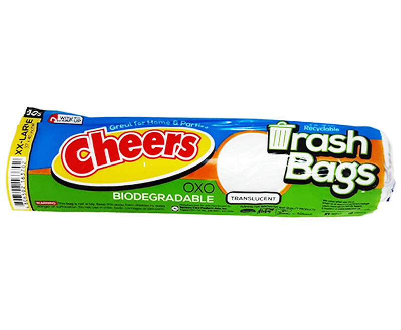 Cheers Biodegradable Trash Bags XX-Large 37x40 Inches Translucent