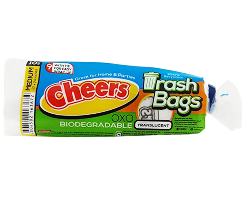 Cheers Biodegradable Trash Bags Medium 22x24 Inches Translucent