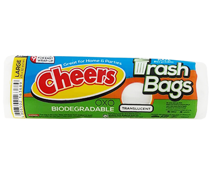 Cheers Biodegradable Trash Bags Large 26x32 Inches Translucent