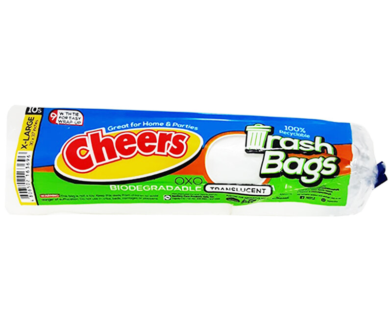Cheers Biodegradable Trash Bags X-Large 30x37 Inches Translucent